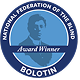 Logo for the National Federation of the Blind featuring a man's photo alongside the text "Award Winner Bolotin." Designed to inspire and represent achievements, this logo reflects dedication and excellence.