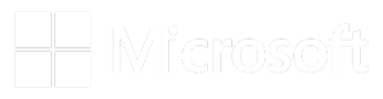 The Microsoft logo features four vibrant squares forming a larger square on the left, while the word "Microsoft" appears in sleek typography on the right.