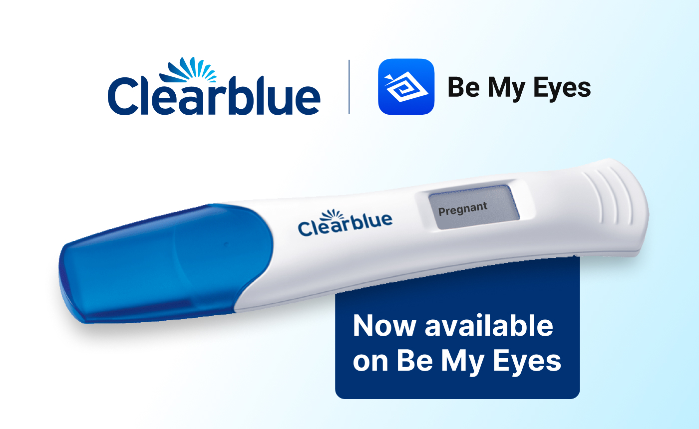 Now available on Be My Eyes, a Clearblue pregnancy test prominently displays "Pregnant." This innovation offers support and accessibility through the app, enhancing convenience for many.