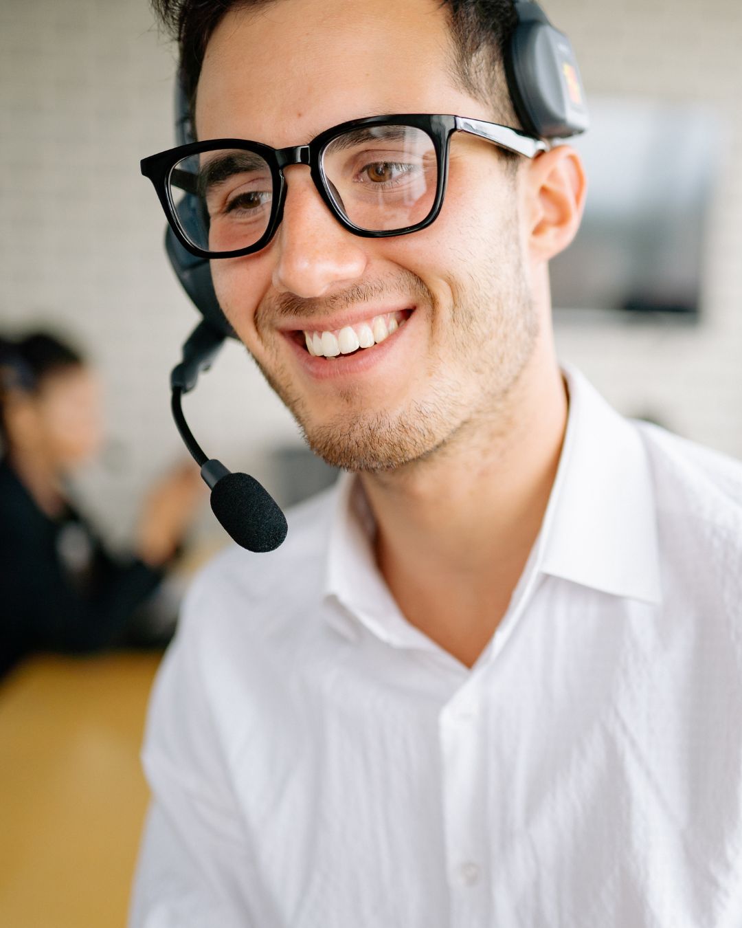 customer service agent smiling